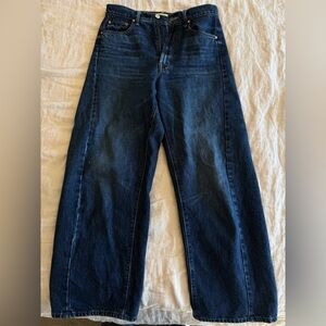 MOTHER Dark Blue Half Pipe Ankle Barrel Leg Jeans